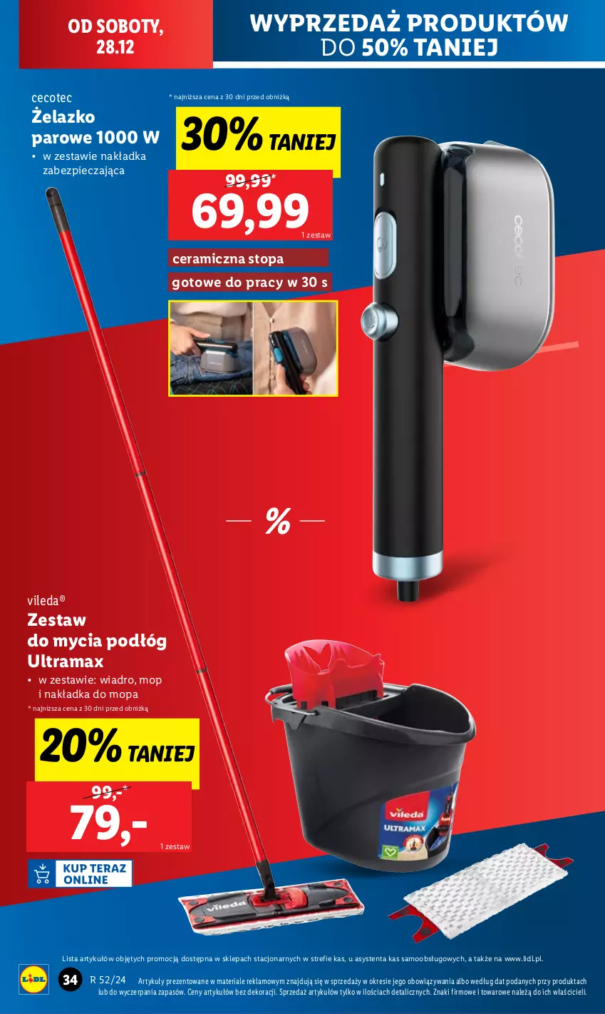 Gazetka promocyjna Lidl - GAZETKA - ważna 23.12 do 28.12.2024 - strona 36 - produkty: Mop, Piec, Rama, Top, Vileda, Wiadro