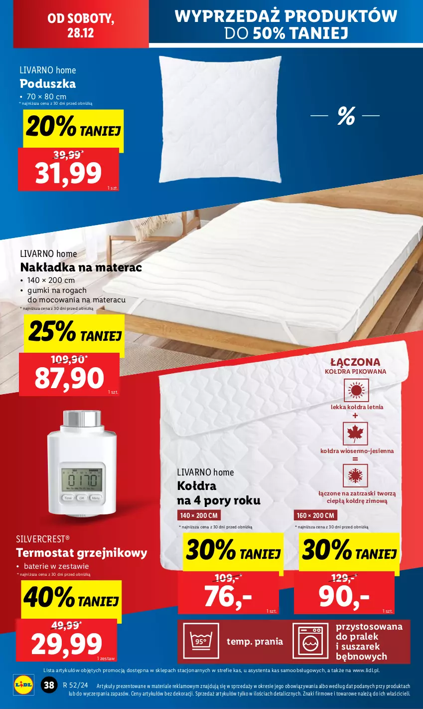 Gazetka promocyjna Lidl - GAZETKA - ważna 23.12 do 28.12.2024 - strona 40 - produkty: Grzejnik, Ivar, Kołdra, Materac, Poduszka, Por, Silvercrest, Tera, Termos