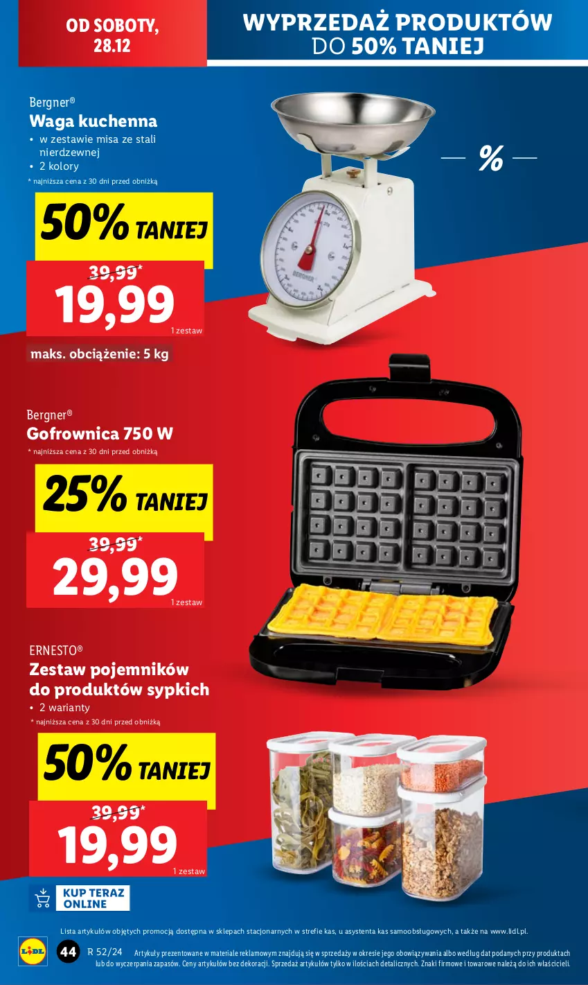 Gazetka promocyjna Lidl - GAZETKA - ważna 23.12 do 28.12.2024 - strona 46 - produkty: Gofrownica, Pojemnik, Waga