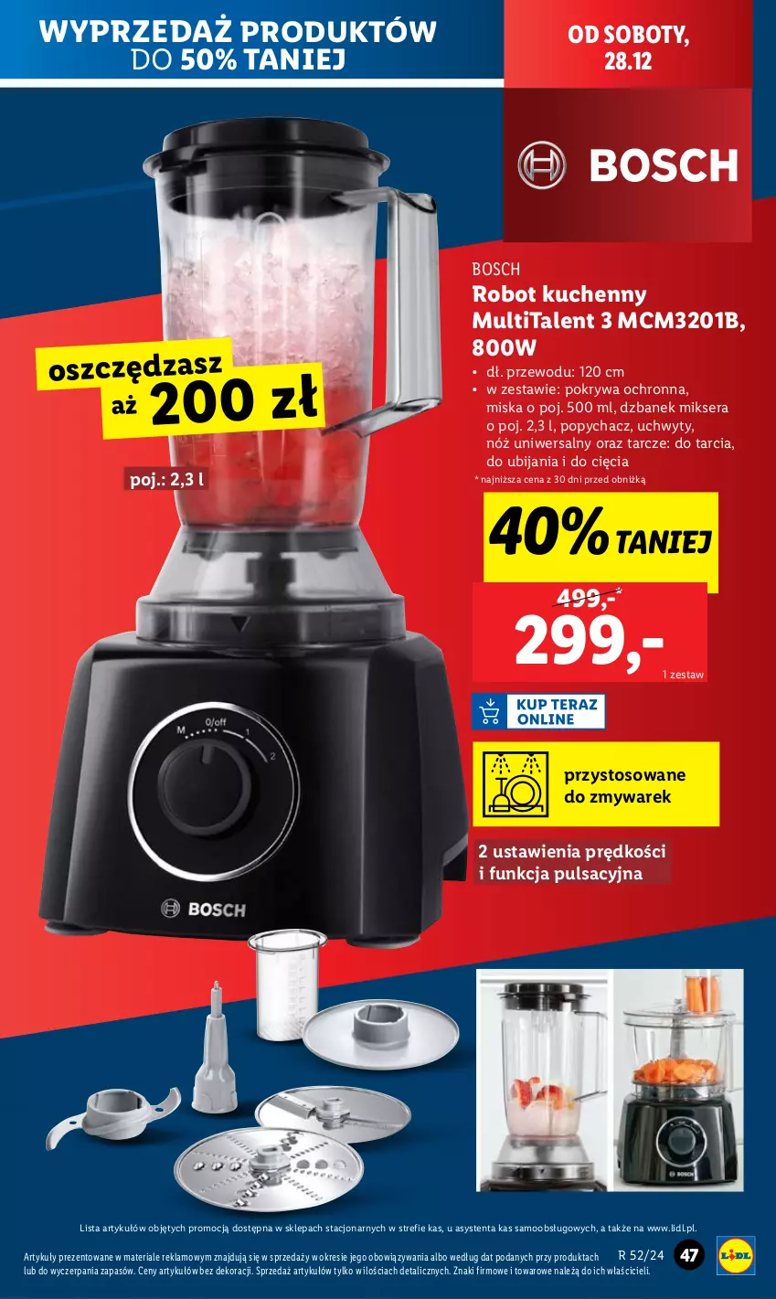 Gazetka promocyjna Lidl - GAZETKA - ważna 23.12 do 28.12.2024 - strona 49 - produkty: Bosch, Dzbanek, Mikser, Miska, Nóż uniwersalny, Pokrywa, Robot, Ser, Uchwyty