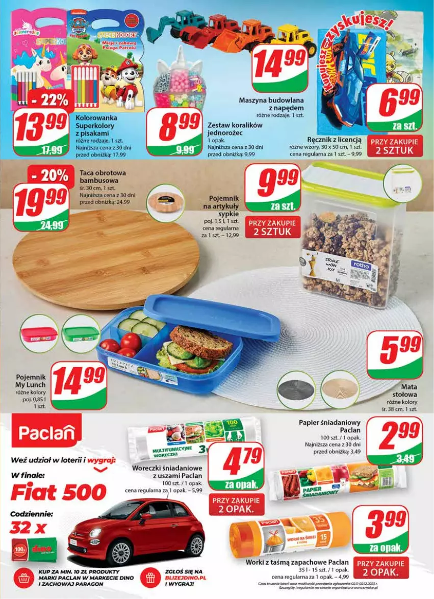 Gazetka promocyjna Dino - Gazetka 44 - ważna 02.11 do 07.11.2023 - strona 21 - produkty: Danio, Gra, Jednorożec, LANA, Papier, Pojemnik, Ręcznik, Szyna, Taca