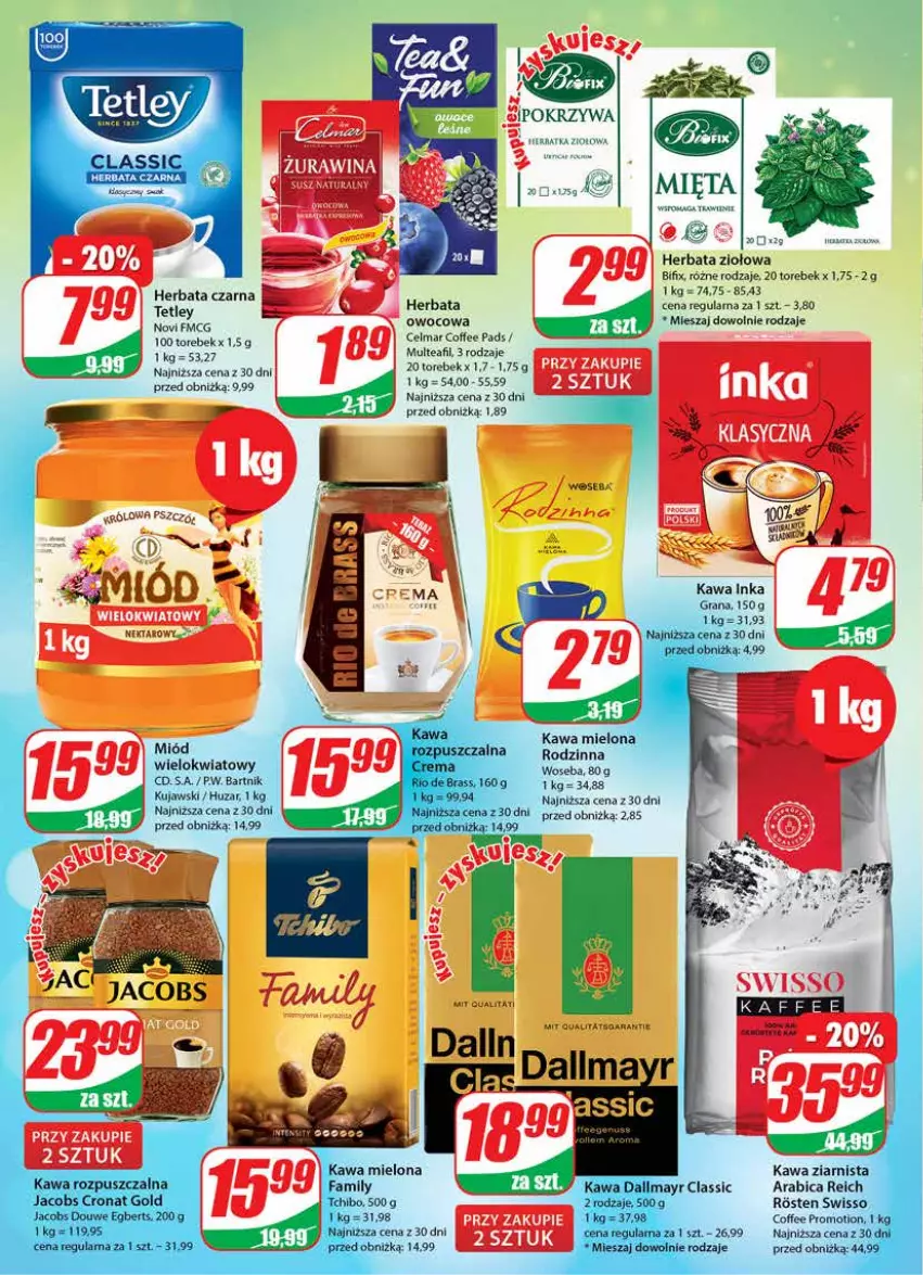 Gazetka promocyjna Dino - Gazetka 44 - ważna 02.11 do 07.11.2023 - strona 4 - produkty: Celma, Dallmayr, Herbata, Herbata czarna, Kawa, Kujawski, Mięta, Miód, Nektar, Tetley, Woseba