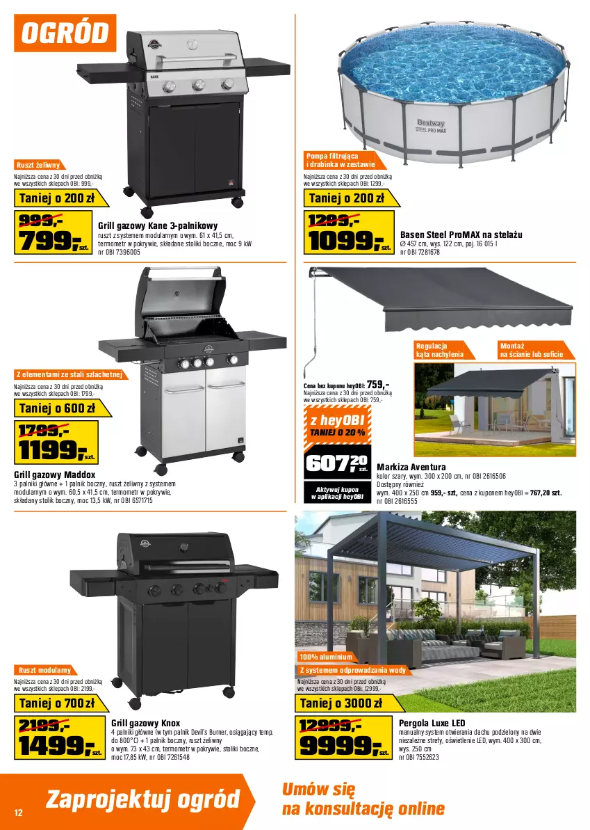 Gazetka promocyjna Obi - Gazetka OBI - ważna 08.07 do 28.07.2026 - strona 12 - produkty: Avent, Fa, Fotel, Girlanda, Grill, Grill gazowy, Inka, Krzesło, Markiza, Ogród, Puf, Słupek, Sofa, Stół, Stolik, Termometr