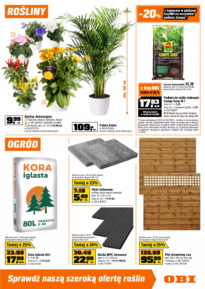 Gazetka promocyjna Obi - Gazetka OBI - ważna 08.07 do 28.07.2026 - strona 15 - produkty: Kosiarka, Kosiarka spalinowa z napędem, Kosz, Ogród, Palma, Płyta, Podłoże do roślin, Tarcza tnąca, Top, Tran
