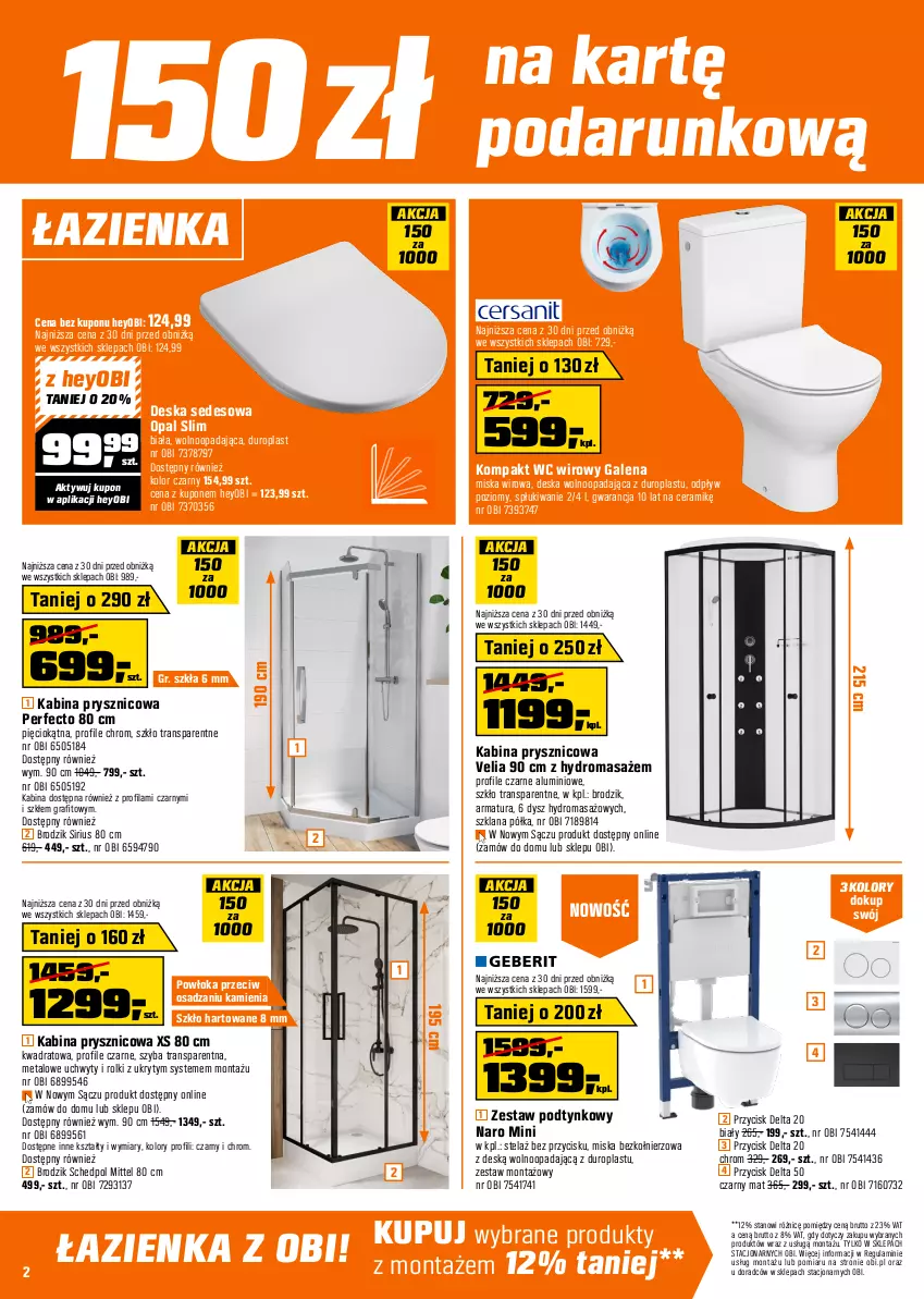 Gazetka promocyjna Obi - Gazetka OBI - ważna 08.07 do 28.07.2026 - strona 2 - produkty: Bateria, Bateria kuchenna, Bateria umywalkowa, Bateria wannowa, Brodzik, Deska sedesowa, Deska wolnoopadająca, Gra, Gres, Kabina prysznicowa, Kompakt WC, Lakier, LANA, Meble, Meble łazienkowe, Metro, Miska, Półka, Rolki, Ser, Słupek, Sok, Szafka, Termos, Tran, Uchwyty, Umywalka