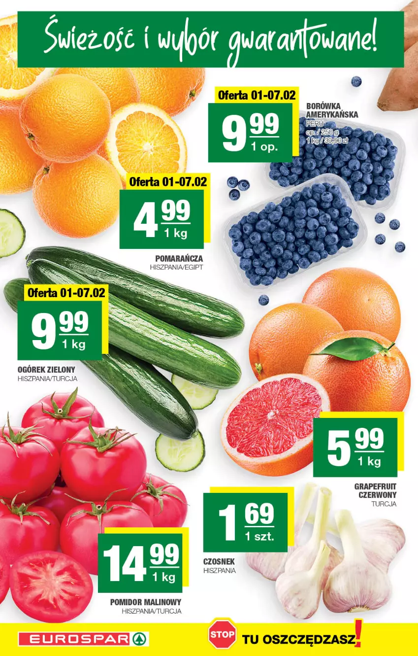 Gazetka promocyjna Spar - EuroSpar - ważna 29.01 do 08.02.2023 - strona 2 - produkty: Borówka, Czosnek, Gra, Ogórek, Pomidor malinowy