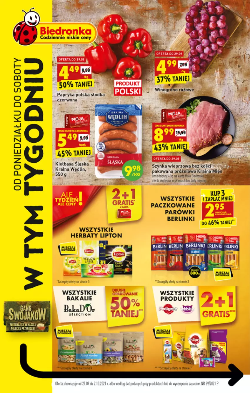 Gazetka promocyjna Biedronka - W tym tygodniu - ważna 27.09 do 02.10.2021 - strona 1 - produkty: Berlinki, Dron, Lipton, Papryka, Prima