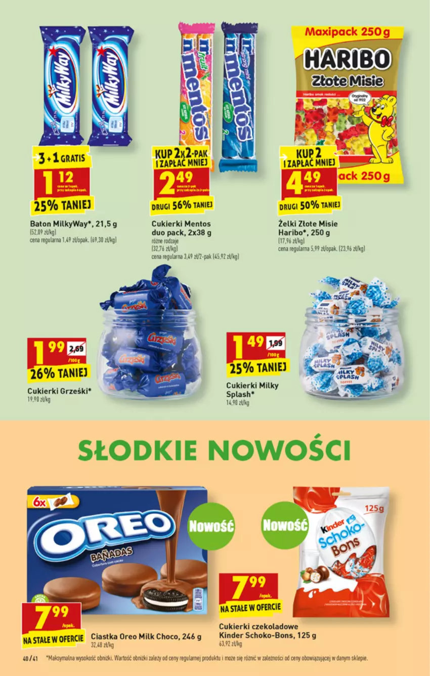 Gazetka promocyjna Biedronka - W tym tygodniu - ważna 27.09 do 02.10.2021 - strona 40 - produkty: Baton, Ciastka, Cukier, Cukierki, Grześki, Haribo, Kinder, Mentos, Oreo, Sok