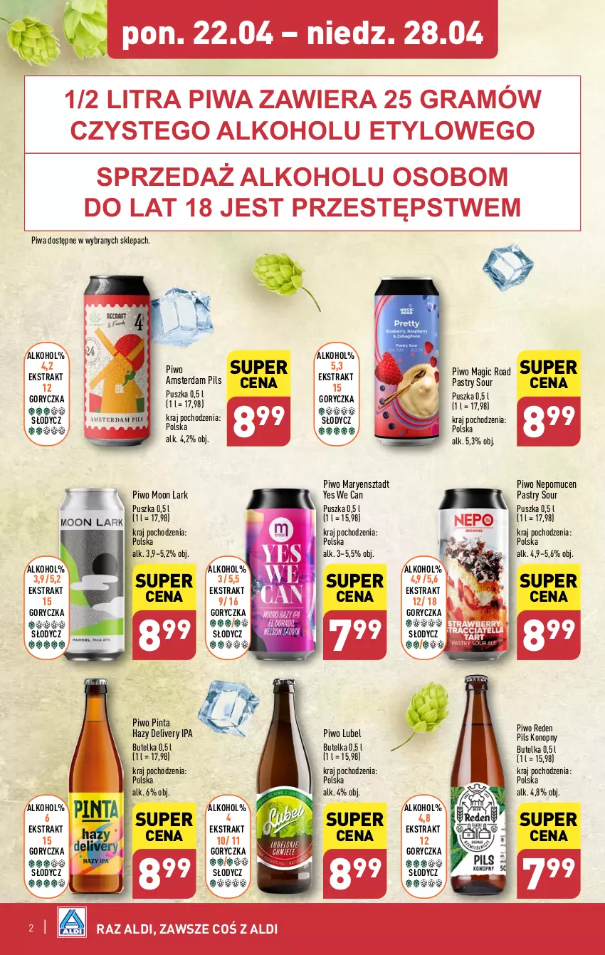 Gazetka promocyjna Aldi - Festiwal piwa w super cenach 🍻 - ważna 22.04 do 28.04.2024 - strona 2 - produkty: Gra, Piwa, Piwo