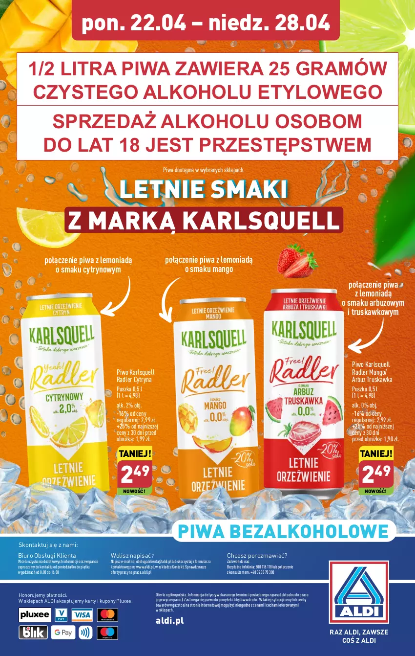 Gazetka promocyjna Aldi - Festiwal piwa w super cenach 🍻 - ważna 22.04 do 28.04.2024 - strona 6 - produkty: Arbuz, Biuro, Gra, Karlsquell, Mango, O nas, Piwa, Piwo, Por, Radler