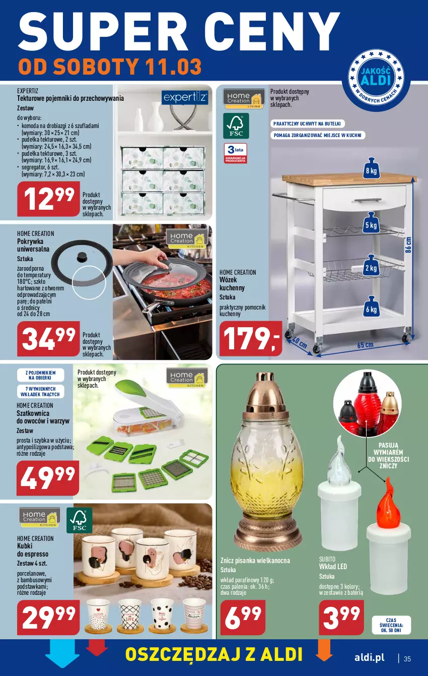 Gazetka promocyjna Aldi - Pełny katalog - ważna 06.03 do 11.03.2023 - strona 35 - produkty: Komoda, Moda, Pojemnik, Por, Szatkownica, Wózek, Znicz