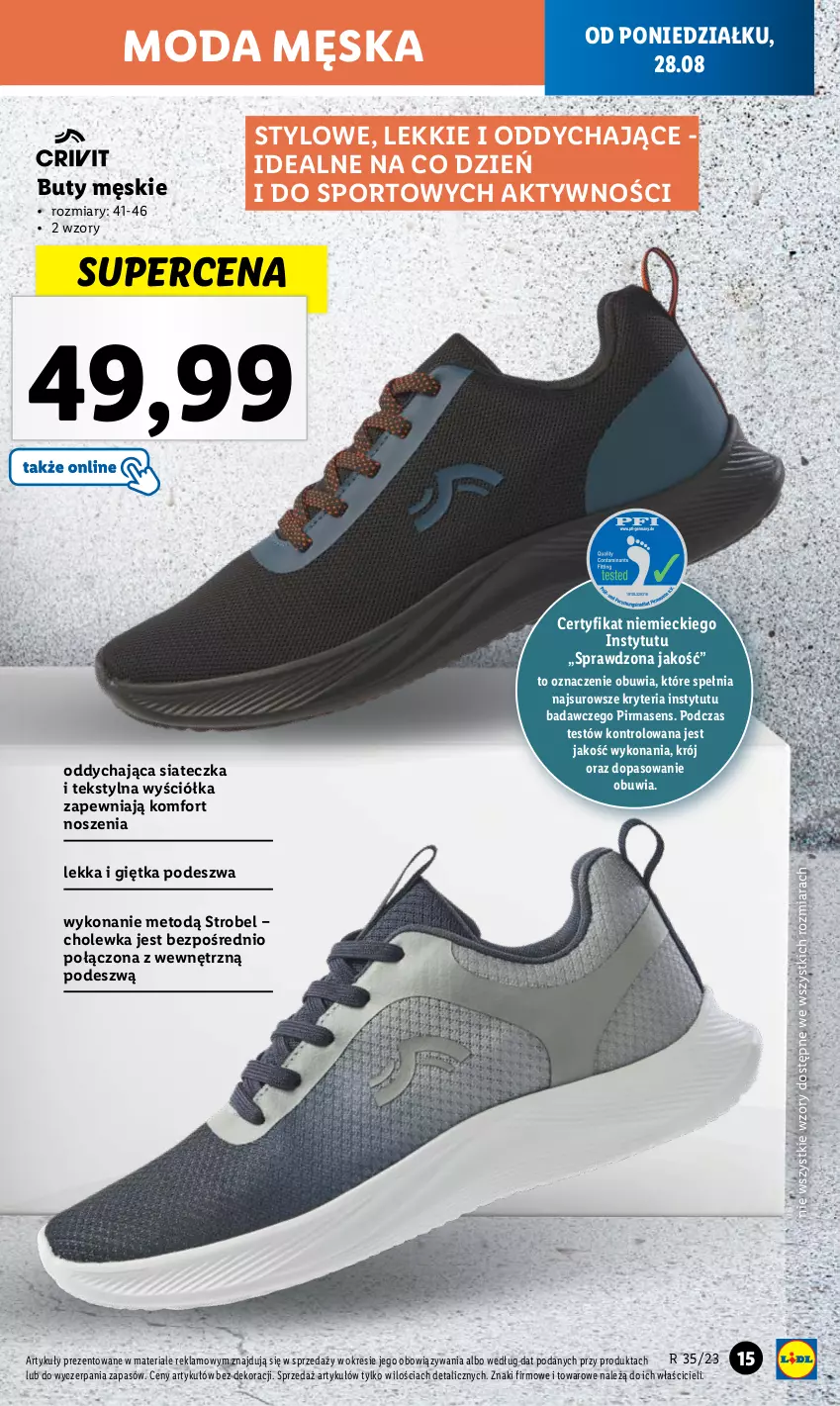 Gazetka promocyjna Lidl - GAZETKA - ważna 28.08 do 02.09.2023 - strona 15 - produkty: Buty, Moda, Por, Sport