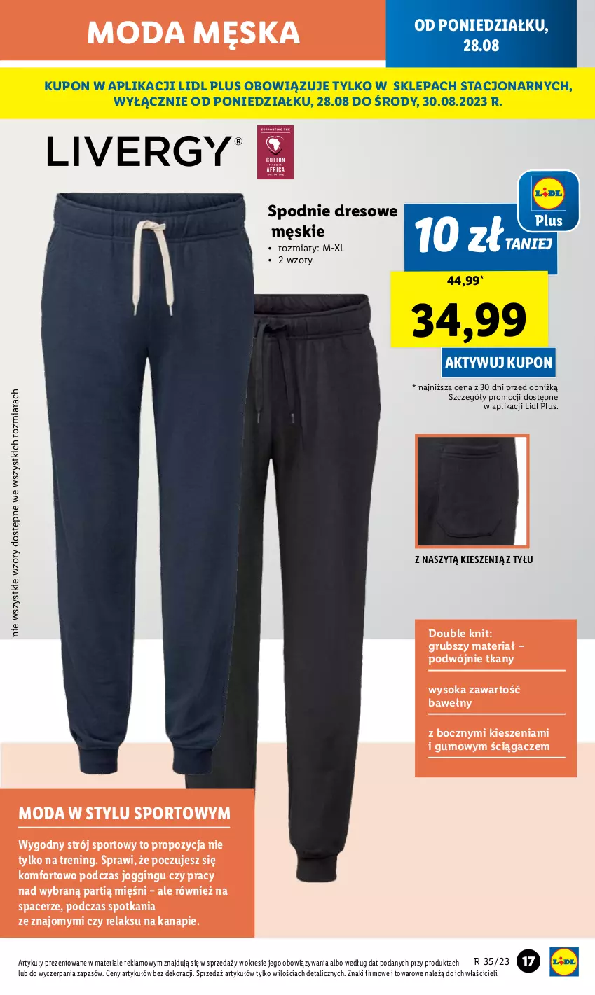 Gazetka promocyjna Lidl - GAZETKA - ważna 28.08 do 02.09.2023 - strona 17 - produkty: Acer, Dres, Gin, Moda, Por, Sok, Spodnie, Spodnie dresowe, Sport