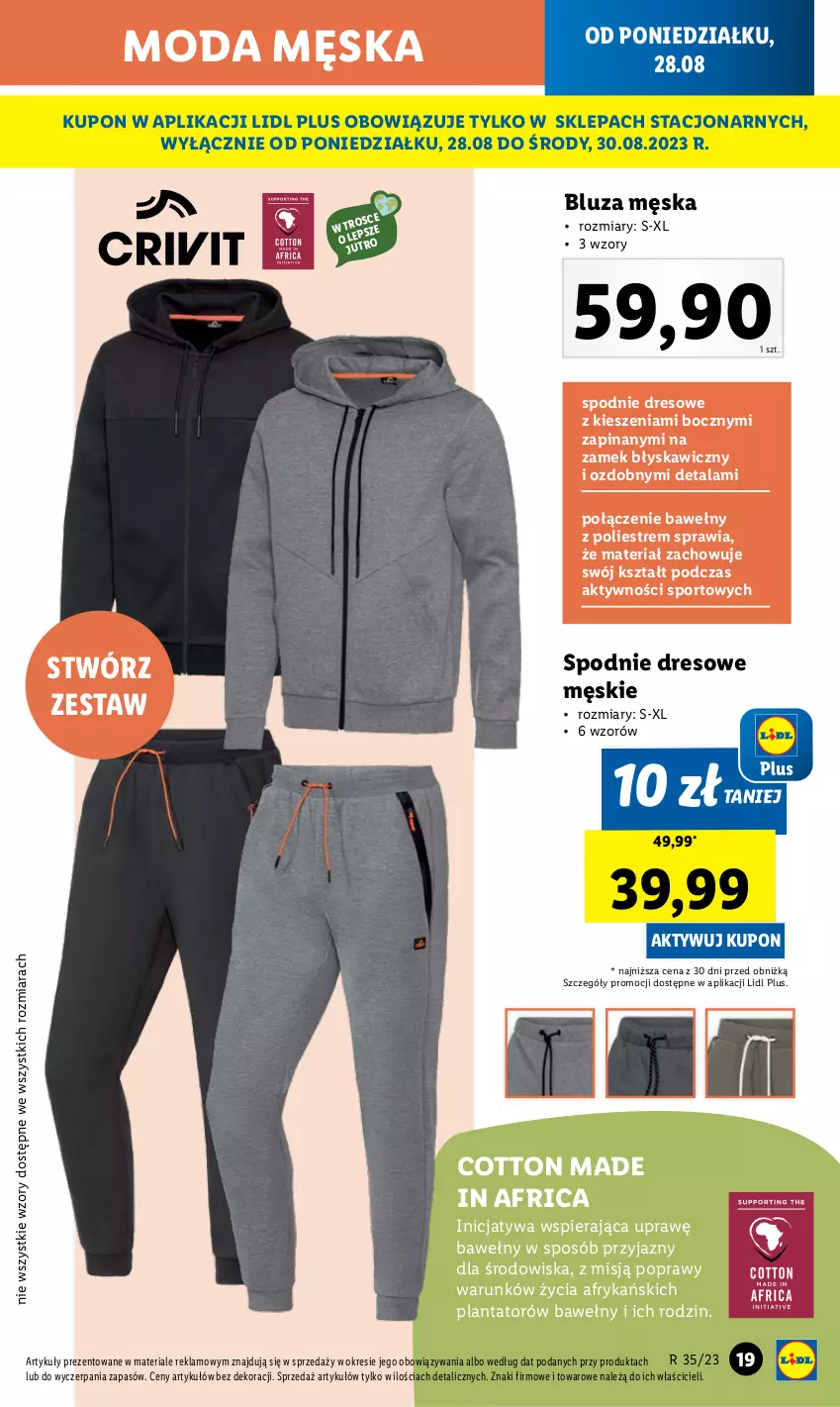 Gazetka promocyjna Lidl - GAZETKA - ważna 28.08 do 02.09.2023 - strona 19 - produkty: Bluza, Dres, Moda, Por, Spodnie, Spodnie dresowe, Sport