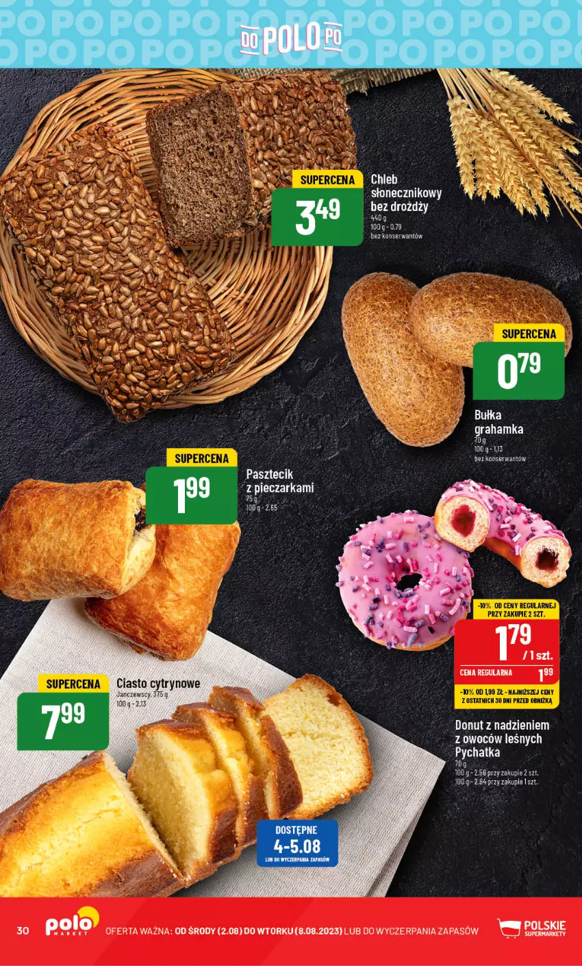 Gazetka promocyjna PoloMarket - Gazetka pomocyjna - ważna 02.08 do 08.08.2023 - strona 30 - produkty: Bułka, Chleb, Donut, Gra, Piec, Pieczarka, Ser