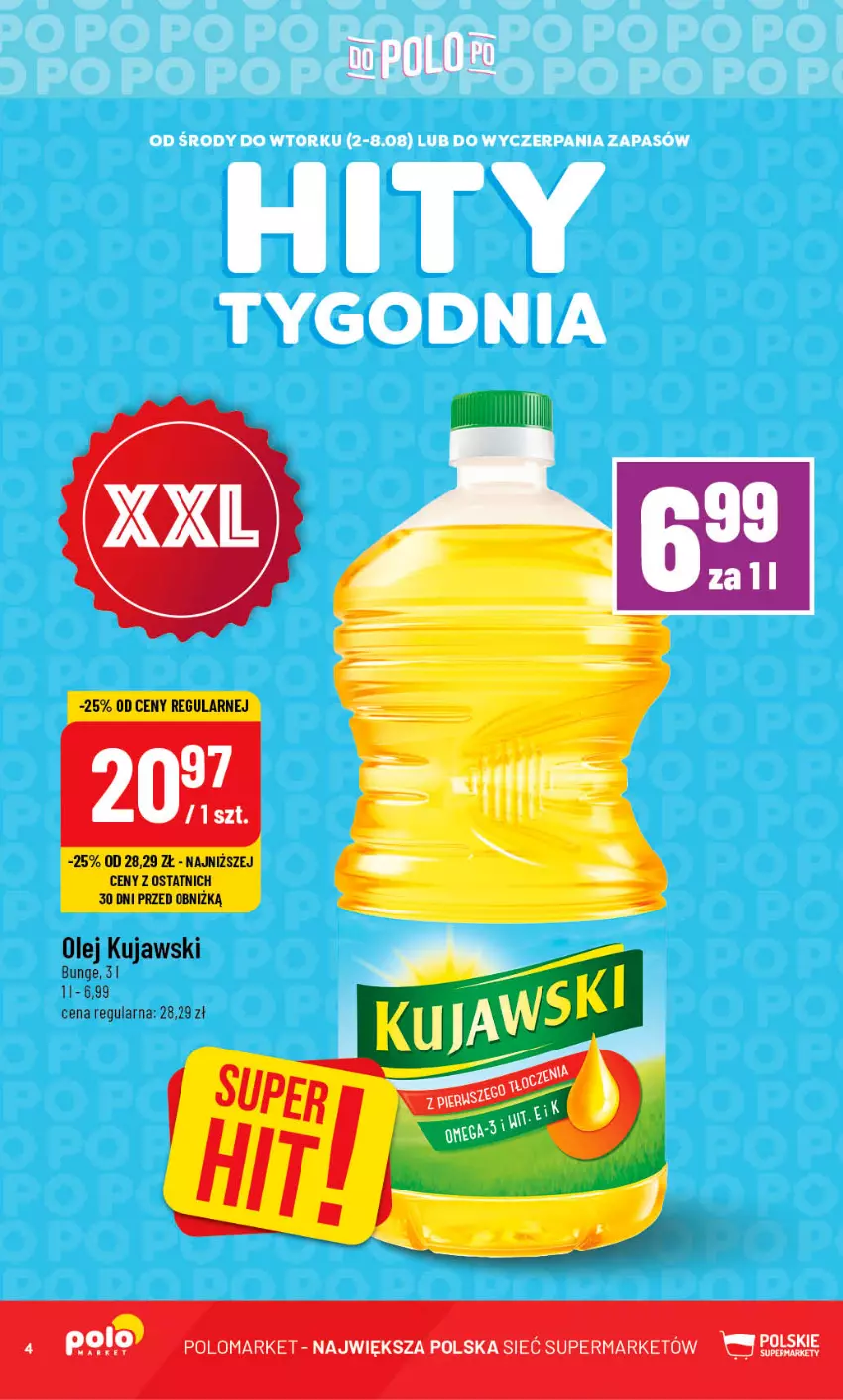 Gazetka promocyjna PoloMarket - Gazetka pomocyjna - ważna 02.08 do 08.08.2023 - strona 4 - produkty: Kujawski, Olej