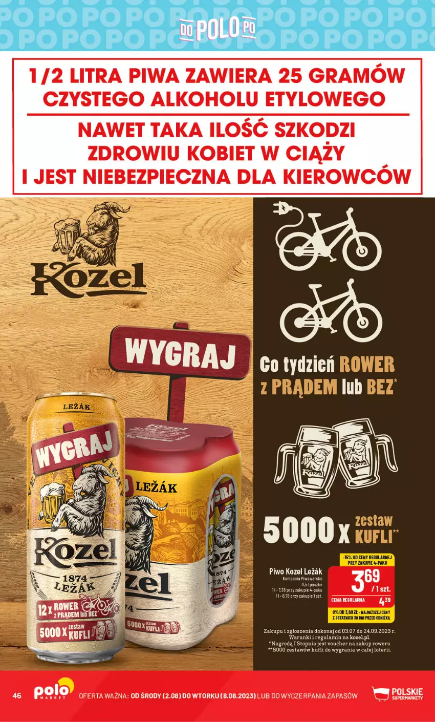 Gazetka promocyjna PoloMarket - Gazetka pomocyjna - ważna 02.08 do 08.08.2023 - strona 46 - produkty: Gra, Kozel, Piec, Piwa, Piwo, Rower, Top