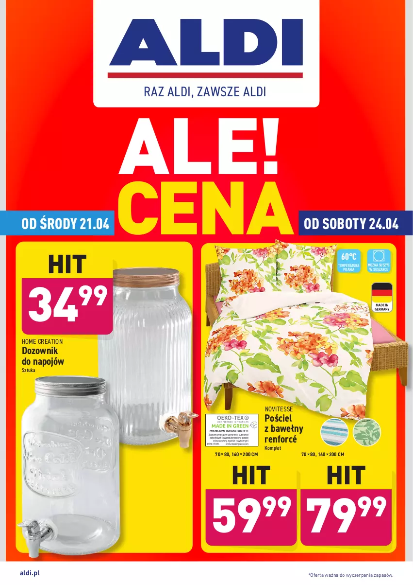 Gazetka promocyjna Aldi - Dobra Cena - ważna 21.04 do 24.04.2021 - strona 1 - produkty: Dozownik, Pościel