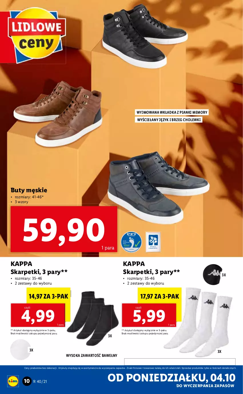 Gazetka promocyjna Lidl - GAZETKA - ważna 04.10 do 10.10.2021 - strona 10 - produkty: Buty, Karp, Skarpetki, Sok