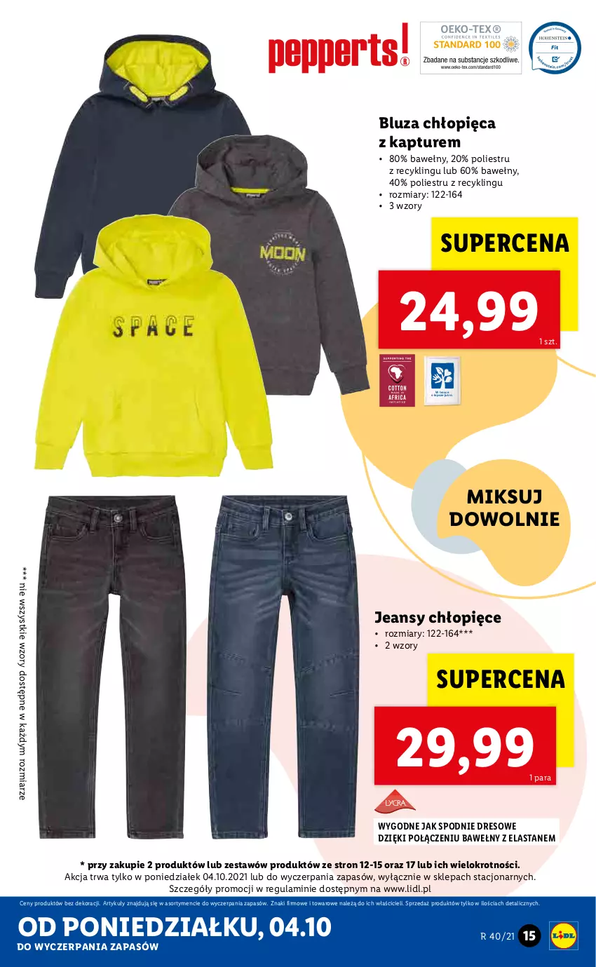 Gazetka promocyjna Lidl - GAZETKA - ważna 04.10 do 10.10.2021 - strona 15 - produkty: Bluza, Dres, Spodnie, Spodnie dresowe