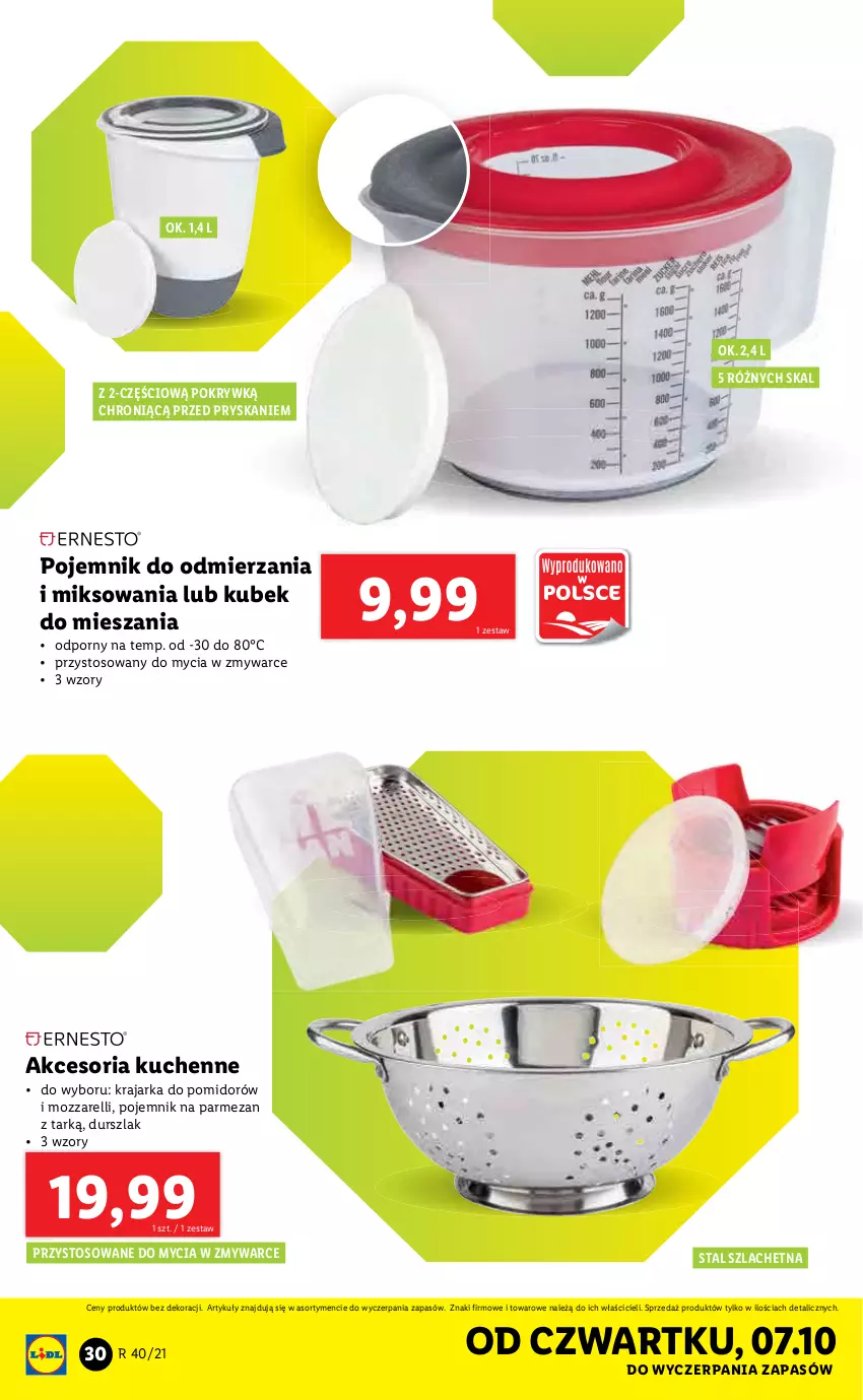 Gazetka promocyjna Lidl - GAZETKA - ważna 04.10 do 10.10.2021 - strona 30 - produkty: Durszlak, Kubek, Parmezan, Pojemnik, Por