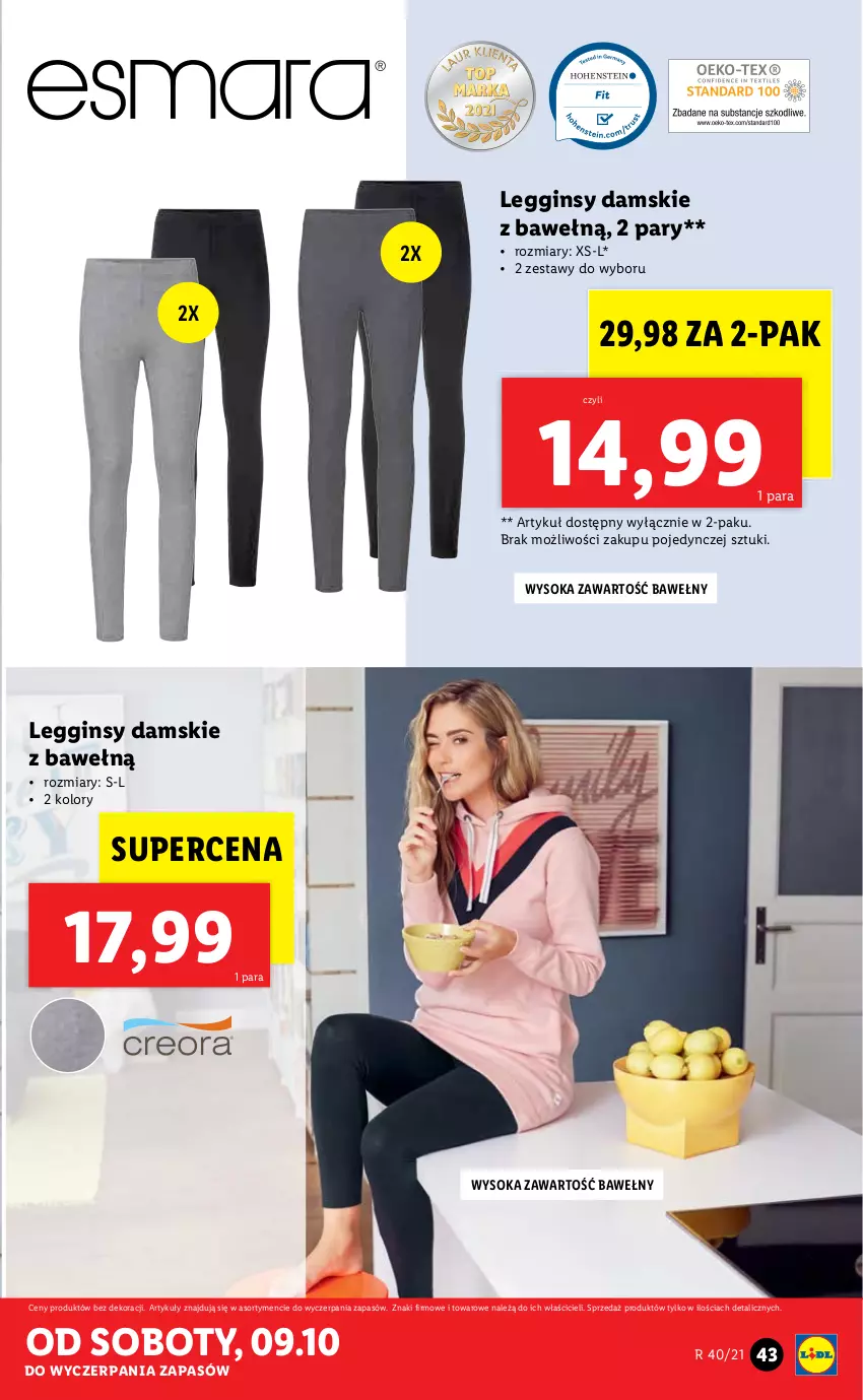 Gazetka promocyjna Lidl - GAZETKA - ważna 04.10 do 10.10.2021 - strona 43 - produkty: Gin, Legginsy, Sok