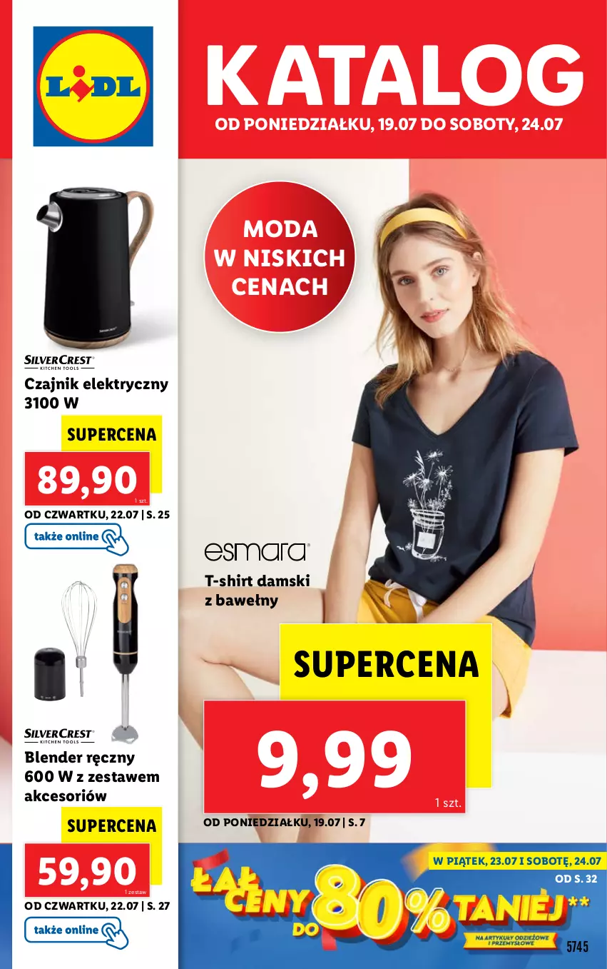 Gazetka promocyjna Lidl - GAZETKA - ważna 19.07 do 24.07.2021 - strona 1 - produkty: Blender, Blender ręczny, Czajnik, Czajnik elektryczny, Moda, T-shirt