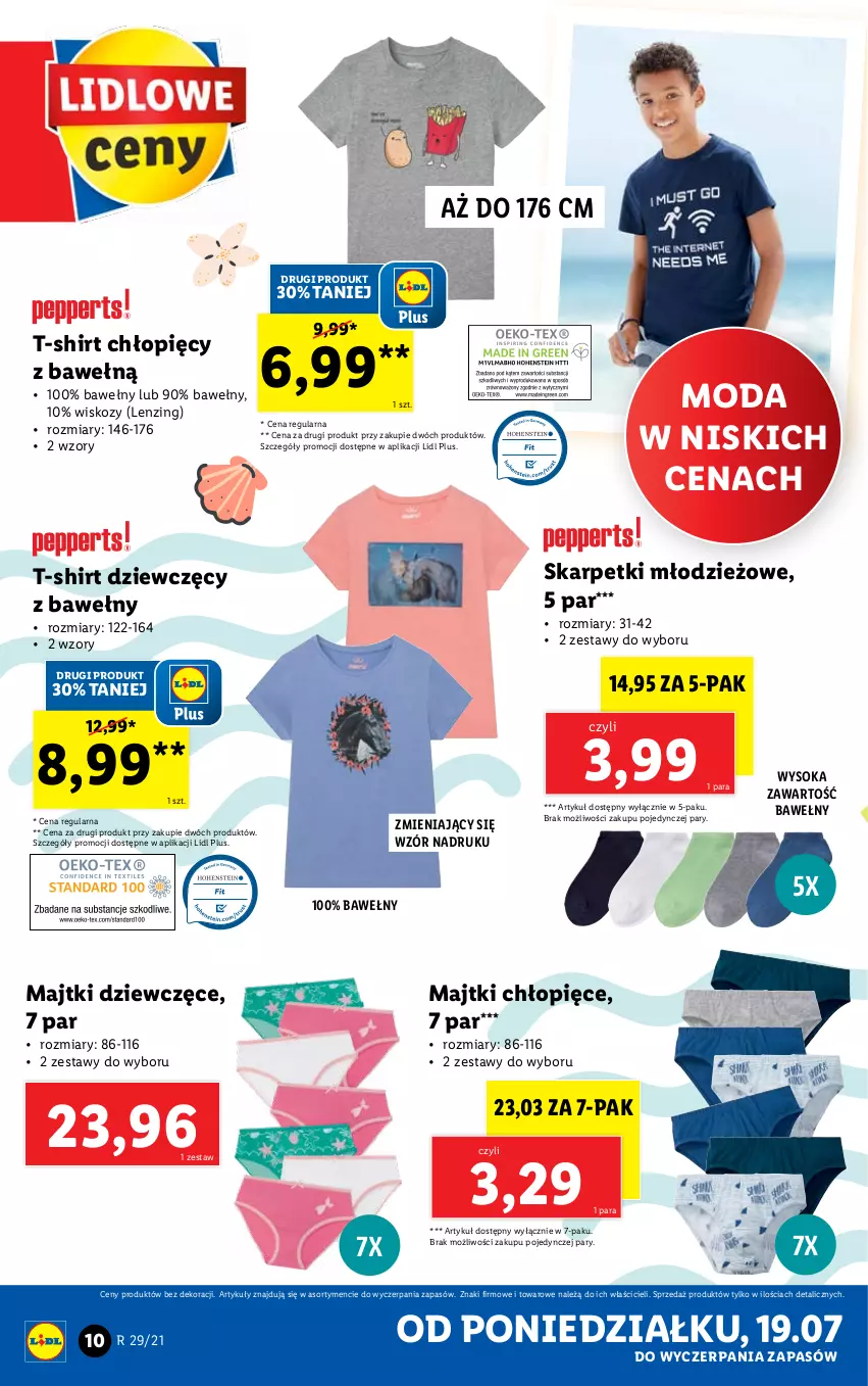 Gazetka promocyjna Lidl - GAZETKA - ważna 19.07 do 24.07.2021 - strona 10 - produkty: Karp, Majtki, Moda, Skarpetki, Sok, T-shirt