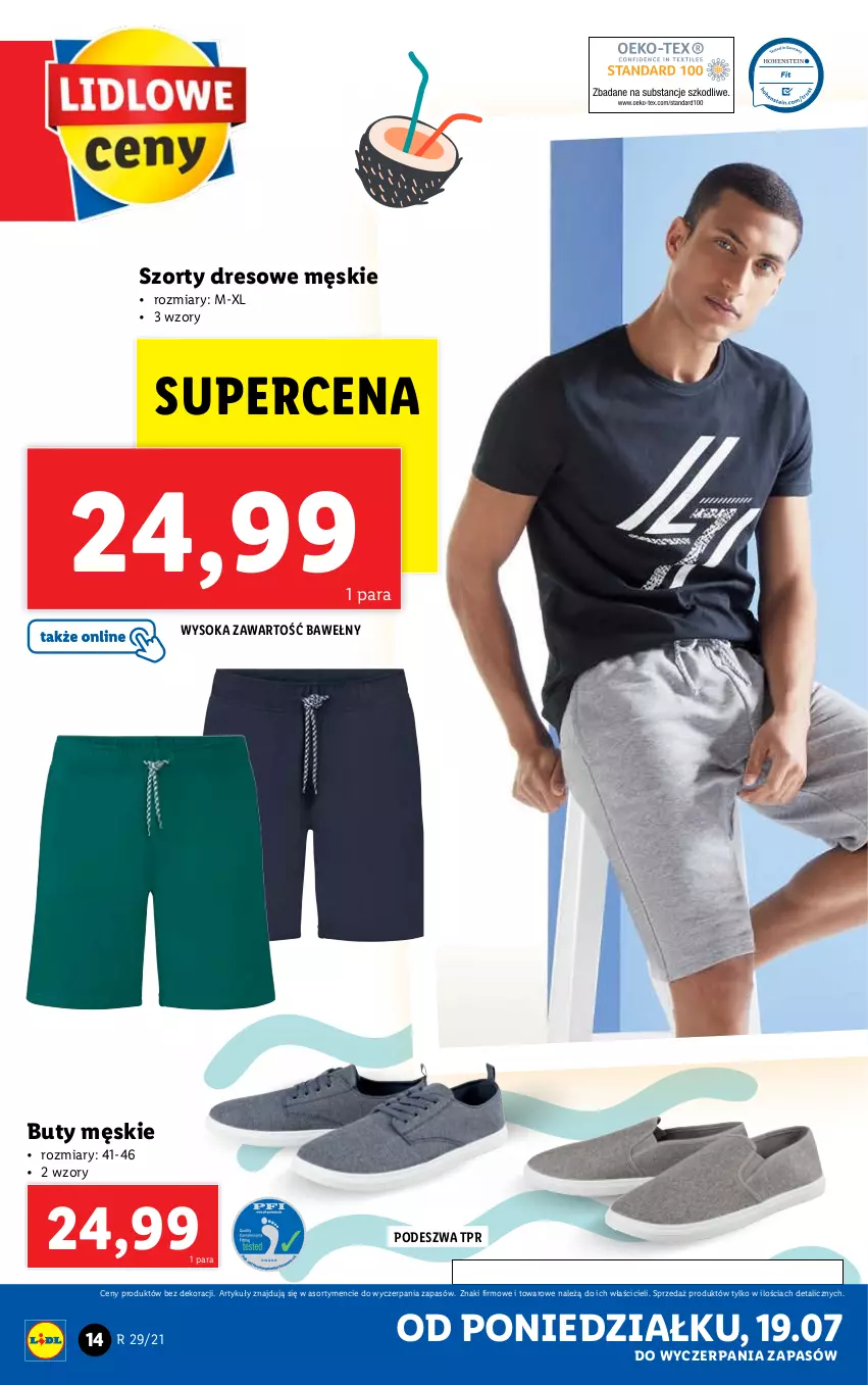 Gazetka promocyjna Lidl - GAZETKA - ważna 19.07 do 24.07.2021 - strona 14 - produkty: Buty, Dres, Sok, Szorty