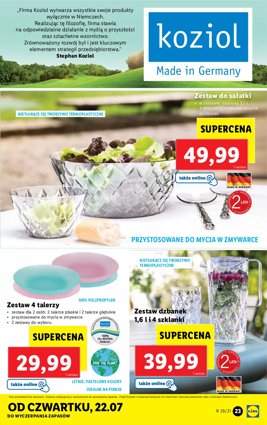 Gazetka promocyjna Lidl - GAZETKA - ważna 19.07 do 24.07.2021 - strona 23 - produkty: Dzbanek, Lanki, Mop, Sałat, Salaterka, Talerz