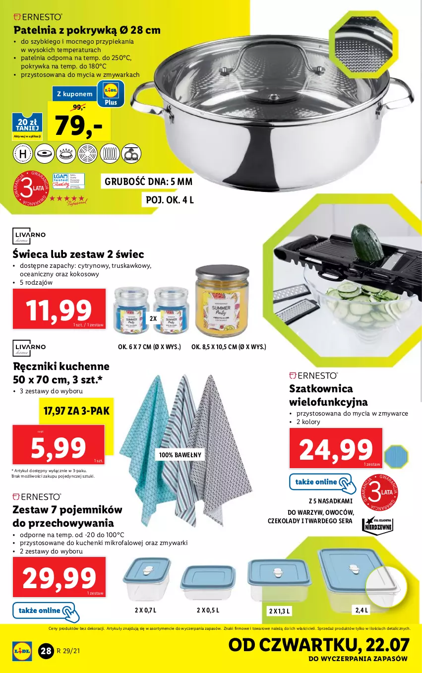 Gazetka promocyjna Lidl - GAZETKA - ważna 19.07 do 24.07.2021 - strona 28 - produkty: Fa, Kokos, Kuchenki mikrofalowe, Patelnia, Pojemnik, Por, Ręcznik, Ser, Sok, Szatkownica, Warka, Zmywarka, Zmywarki