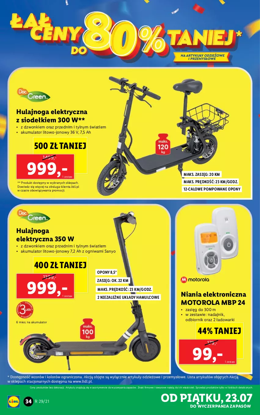 Gazetka promocyjna Lidl - GAZETKA - ważna 19.07 do 24.07.2021 - strona 34 - produkty: Akumulator, Hulajnoga, Hulajnoga elektryczna, Motorola, Opony