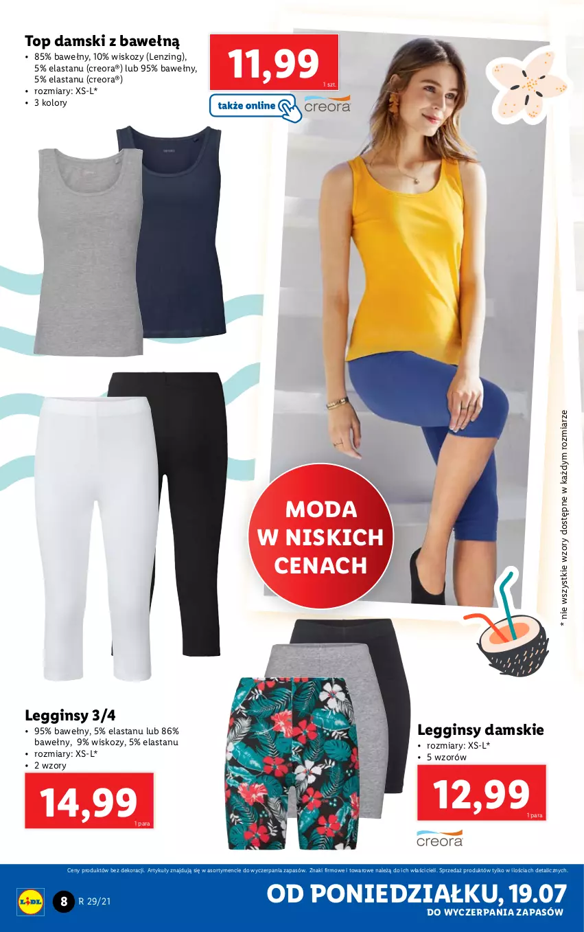 Gazetka promocyjna Lidl - GAZETKA - ważna 19.07 do 24.07.2021 - strona 8 - produkty: Gin, Legginsy, Moda, Top