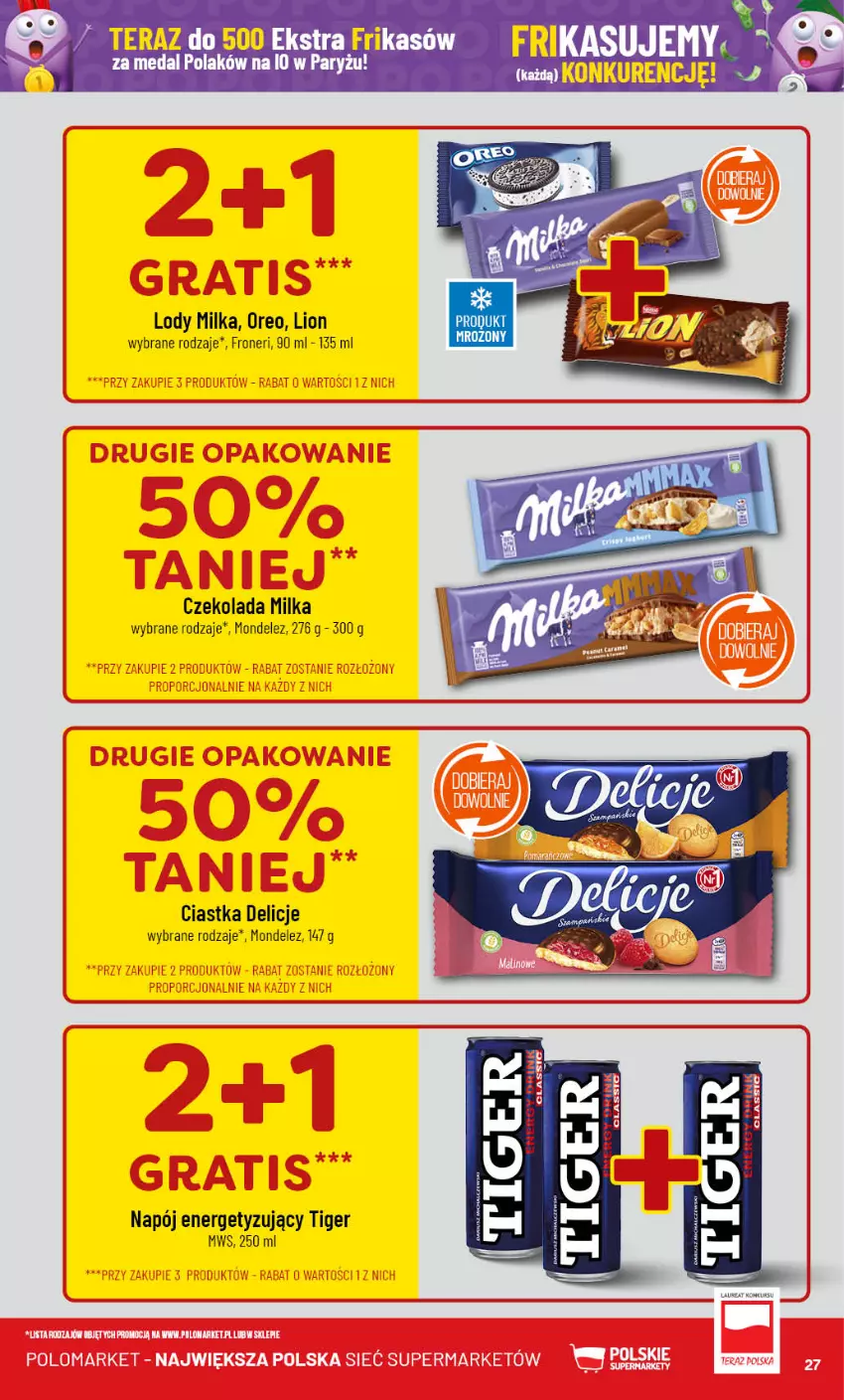 Gazetka promocyjna PoloMarket - Gazetka pomocyjna - ważna 24.07 do 30.07.2024 - strona 27 - produkty: Ciastka, Czekolada, Delicje, Lion, Lody, Milka, Napój, Oreo, Ryż, Tera, Tiger