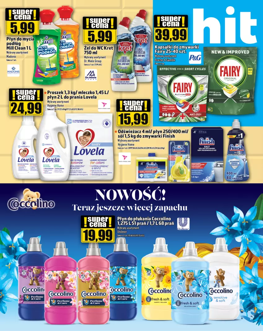 Gazetka promocyjna Topaz - Gazetka - ważna 11.04 do 17.04.2024 - strona 21 - produkty: Coccolino, Fa, Fairy, Finish, Gin, Kret, Lovela, Mleczko, Mus, Perfum, Płyn do mycia, Płyn do płukania, Sól, Tera, Zmywarki