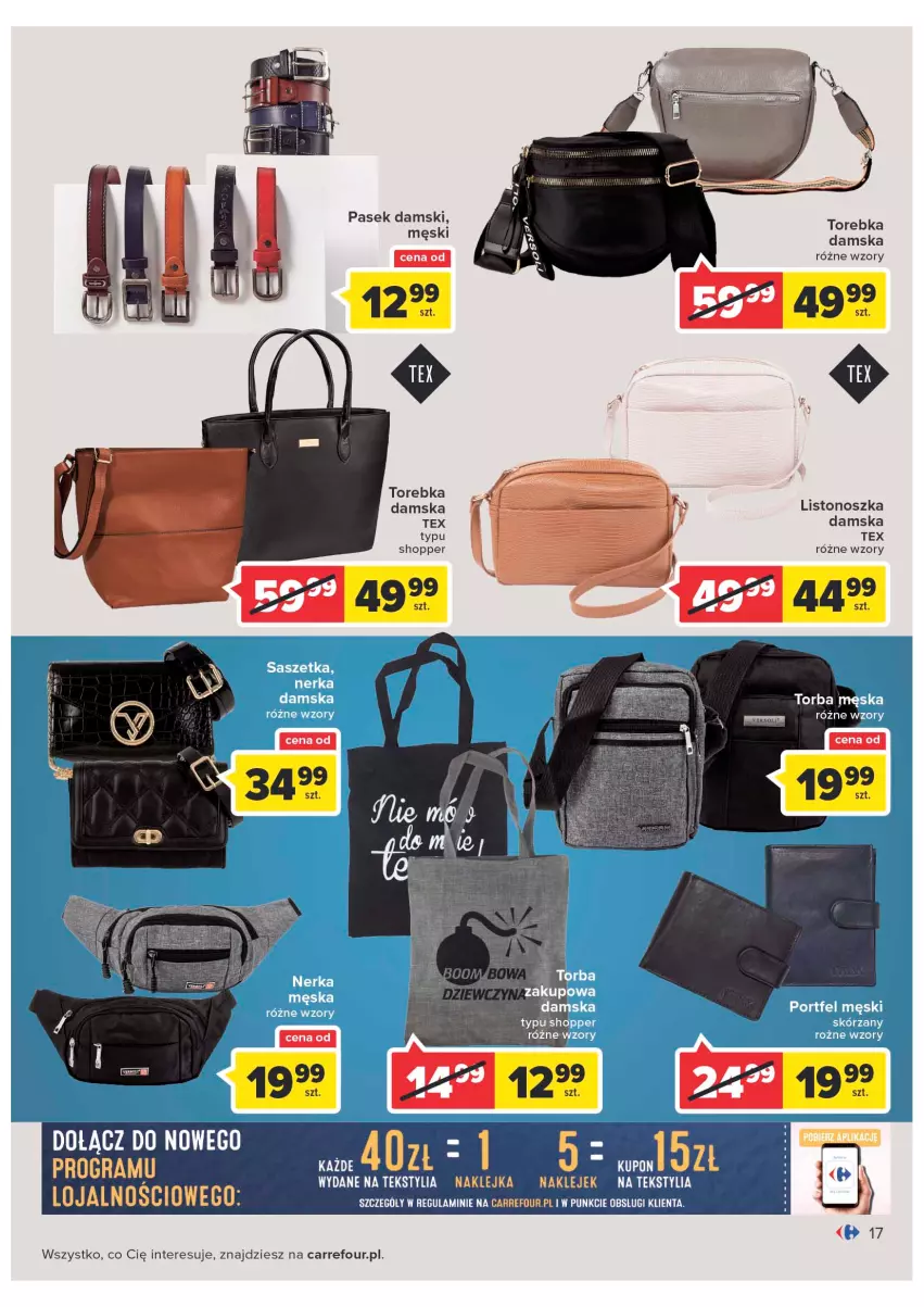 Gazetka promocyjna Carrefour - Gazetka Carrefour - ważna 08.02 do 28.02.2022 - strona 17 - produkty: Klej, Pasek, Pasek damski, Torebka