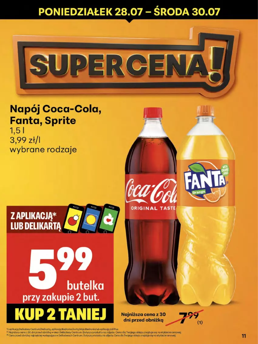 Gazetka promocyjna Delikatesy Centrum - Franczyza DC30 Czwartek - ważna 24.07 do 30.07.2025 - strona 11 - produkty: Coca-Cola, Dron, Fa, Fanta, Napój, Sprite