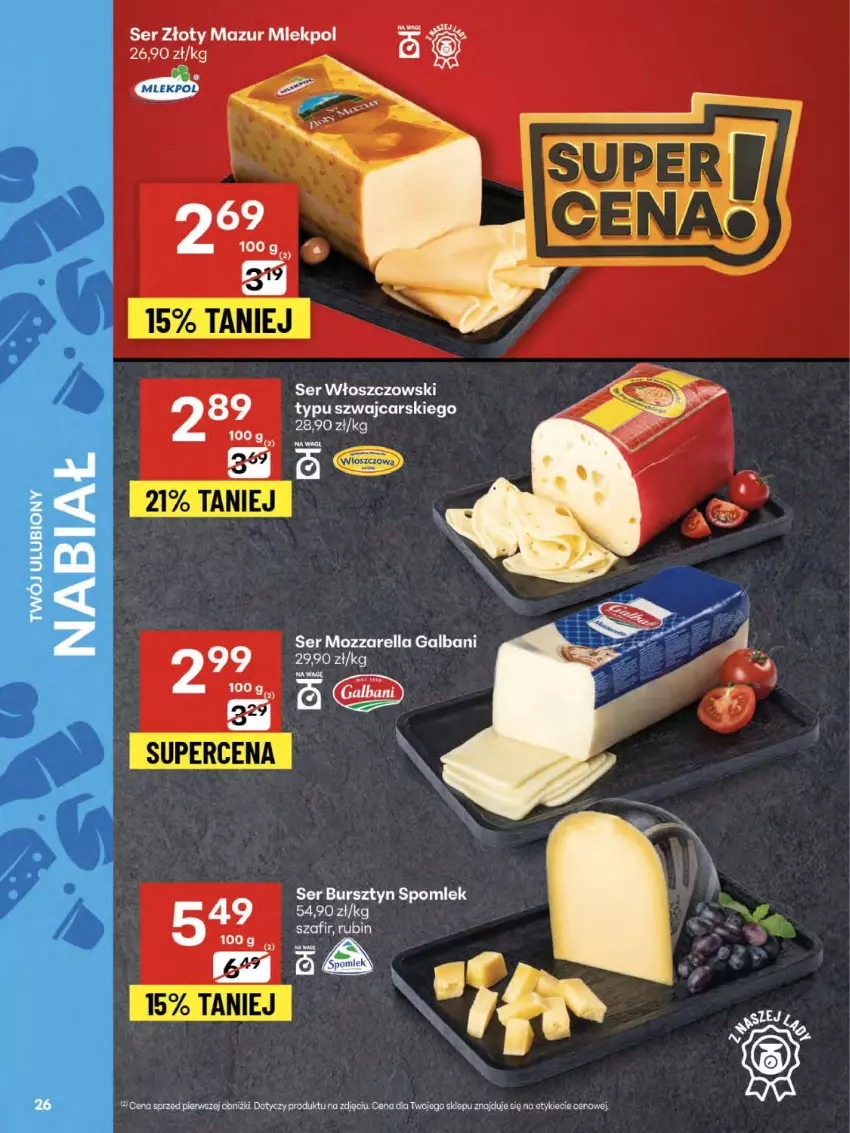 Gazetka promocyjna Delikatesy Centrum - Franczyza DC30 Czwartek - ważna 24.07 do 30.07.2025 - strona 26 - produkty: Bursztyn, Galbani, Mozzarella, Rubin, Ser, Włoszczowski