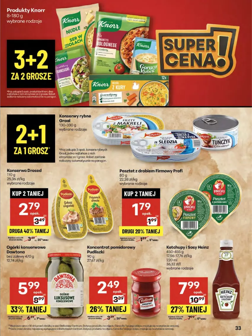Gazetka promocyjna Delikatesy Centrum - Franczyza DC30 Czwartek - ważna 24.07 do 30.07.2025 - strona 33 - produkty: Dawtona, Gra, Graal, Heinz, Ketchup, Koncentrat pomidorowy, Ogórki konserwowe, Pasztet, Rum, Ryba, Ser, Sos
