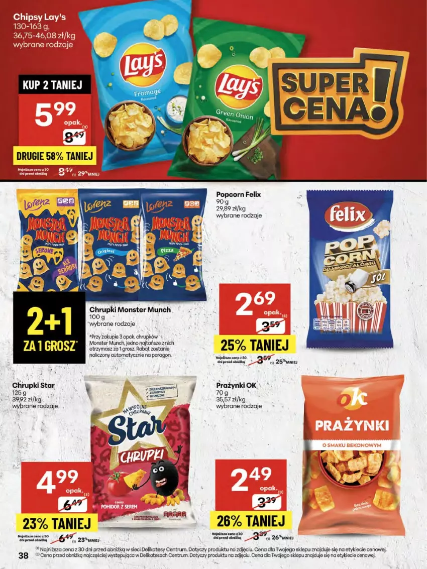 Gazetka promocyjna Delikatesy Centrum - Franczyza DC30 Czwartek - ważna 24.07 do 30.07.2025 - strona 38 - produkty: Chrupki, Felix, Monster Munch, Popcorn, Rum