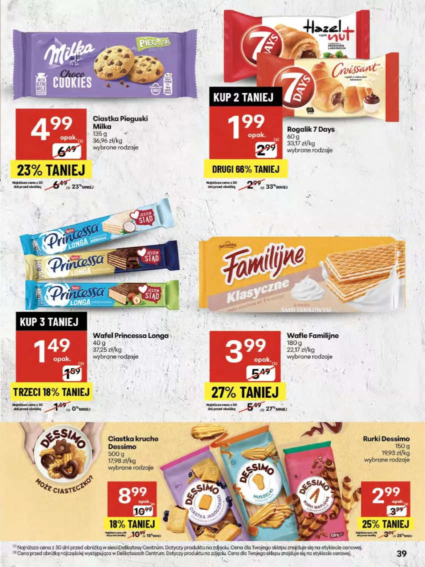 Gazetka promocyjna Delikatesy Centrum - Franczyza DC30 Czwartek - ważna 24.07 do 30.07.2025 - strona 39 - produkty: 7 Days, Ciastka, Fa, Milka, Princessa, Rogal, Rum, Rurki, Wafle