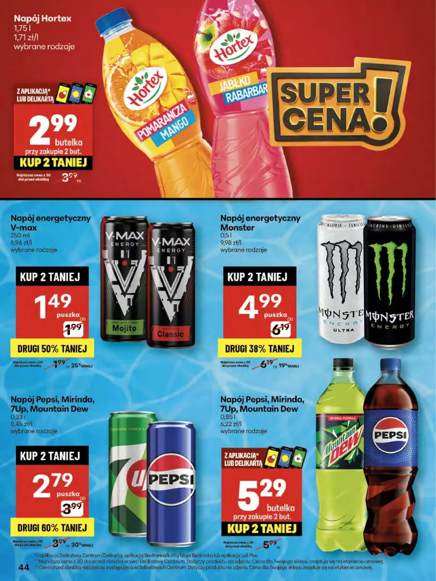 Gazetka promocyjna Delikatesy Centrum - Franczyza DC30 Czwartek - ważna 24.07 do 30.07.2025 - strona 44 - produkty: 7up, Dron, Mirinda, Napój, Napój energetyczny, Pepsi, Rum
