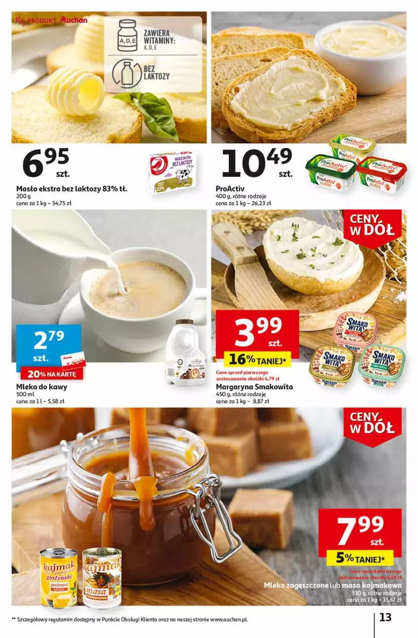 Gazetka promocyjna Auchan - Gazetka Ceny w dół Część 2 Hipermarket Auchan - ważna 11.01 do 17.01.2024 - strona 13 - produkty: LG, Margaryna, Masło, Mleko, Smakowita, Tran