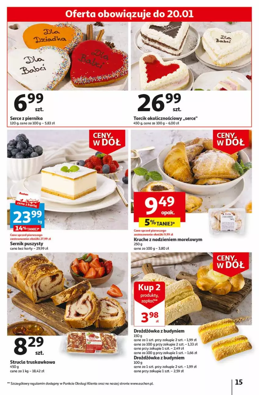 Gazetka promocyjna Auchan - Gazetka Ceny w dół Część 2 Hipermarket Auchan - ważna 11.01 do 17.01.2024 - strona 15 - produkty: Fa, Piernik, Ser, Strucla