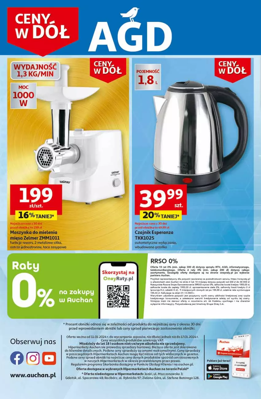 Gazetka promocyjna Auchan - Gazetka Ceny w dół Część 2 Hipermarket Auchan - ważna 11.01 do 17.01.2024 - strona 44 - produkty: Acer, Czajnik, Fa, Gra, Kosz, LEGO, Ser, Tera, Zelmer