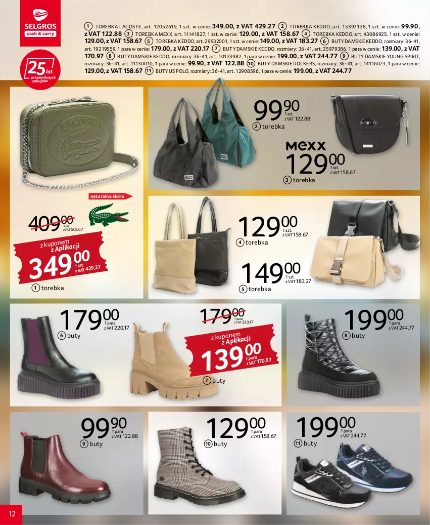 Gazetka promocyjna Selgros - Katalog Tekstylia - ważna 06.10 do 19.10.2022 - strona 12 - produkty: Buty, Lacoste, Mexx, Torebka