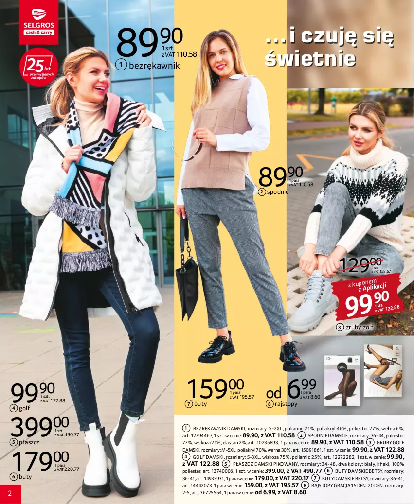 Gazetka promocyjna Selgros - Katalog Tekstylia - ważna 06.10 do 19.10.2022 - strona 2 - produkty: Buty, Gra, Płaszcz, Rajstopy, Spodnie, Top, Wełna