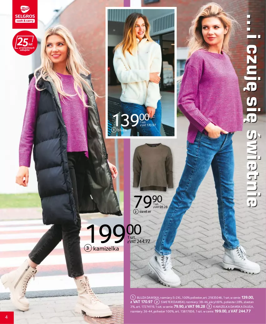 Gazetka promocyjna Selgros - Katalog Tekstylia - ważna 06.10 do 19.10.2022 - strona 4 - produkty: Bluza, Kamizelka, Sweter