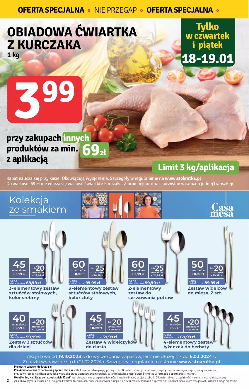 Gazetka promocyjna Stokrotka - Market - ważna 18.01 do 24.01.2024 - strona 2 - produkty: Dzieci, Kurczak, Mięso, Owoce, Rama, Ser, Tran, Warzywa, Zestaw sztućców