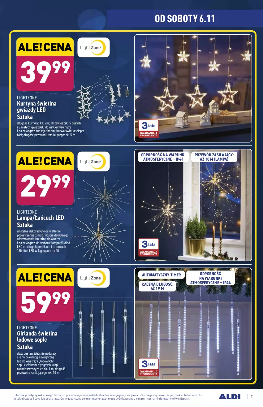 Gazetka promocyjna Aldi - Katalog Moda i Dom - ważna 02.11 do 06.11.2021 - strona 11 - produkty: Girlanda, Lampa, Por, Przewód